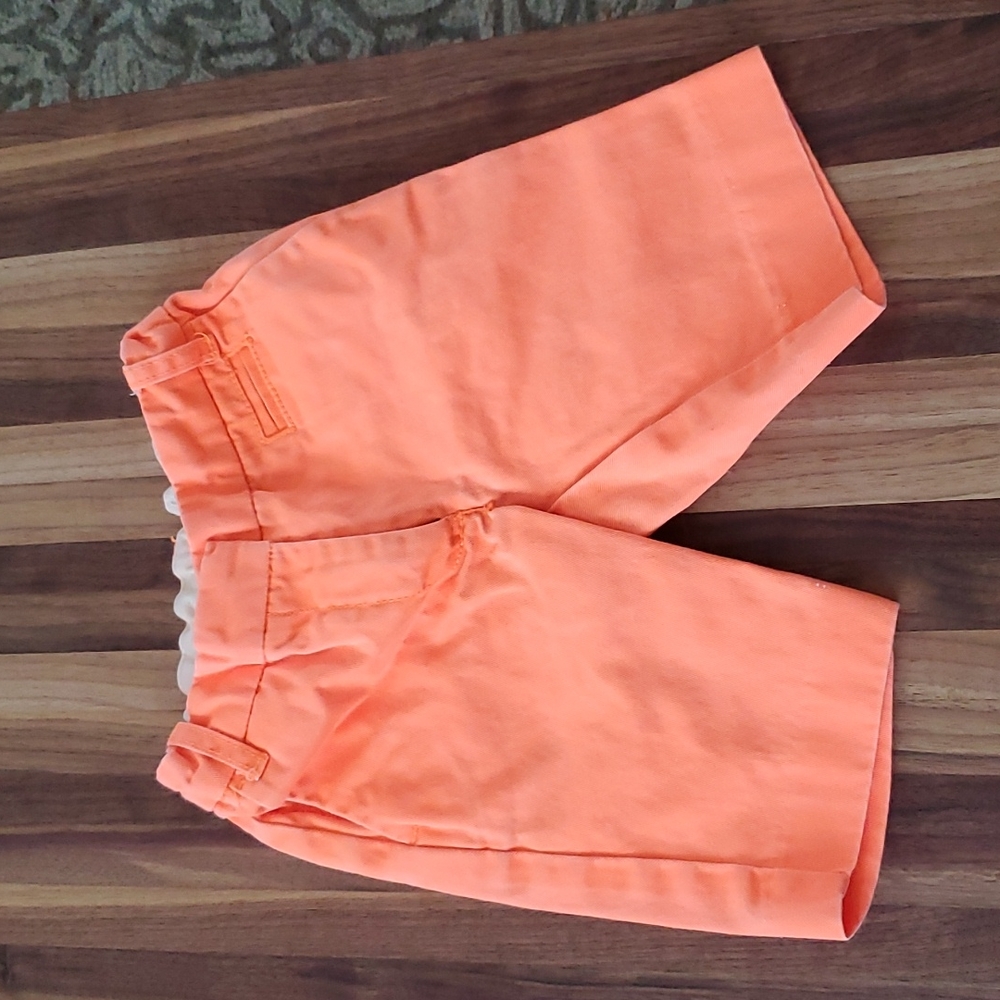 Crewcuts J Crew girls khaki shorts neon orange 4